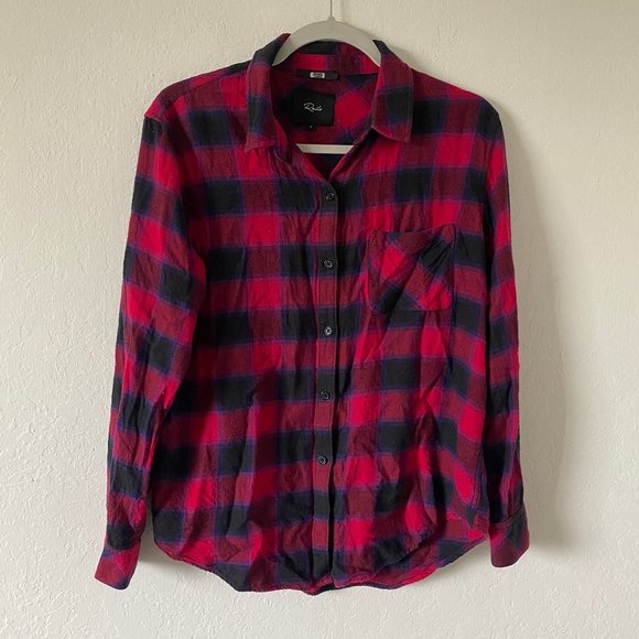 Rails Womens Shirt Plaid Size S Milo Black Cherry Violet Long Sleeve Casual Top - Picture 2 of 12